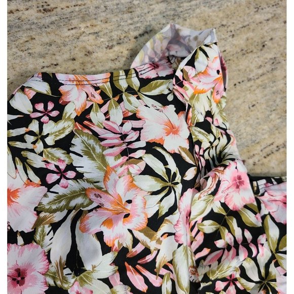 New Women's Tankini Swimsuit Top Size 8 Adjustable Straps Ruffle Tropical Flower - Picture 2 of 12
